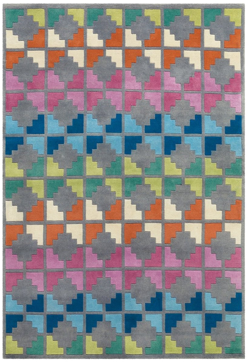 Dutch XXL Wollen Vloerkleed | Tapijt | Cristal | Tegels | Multikleur | 140x200 cm