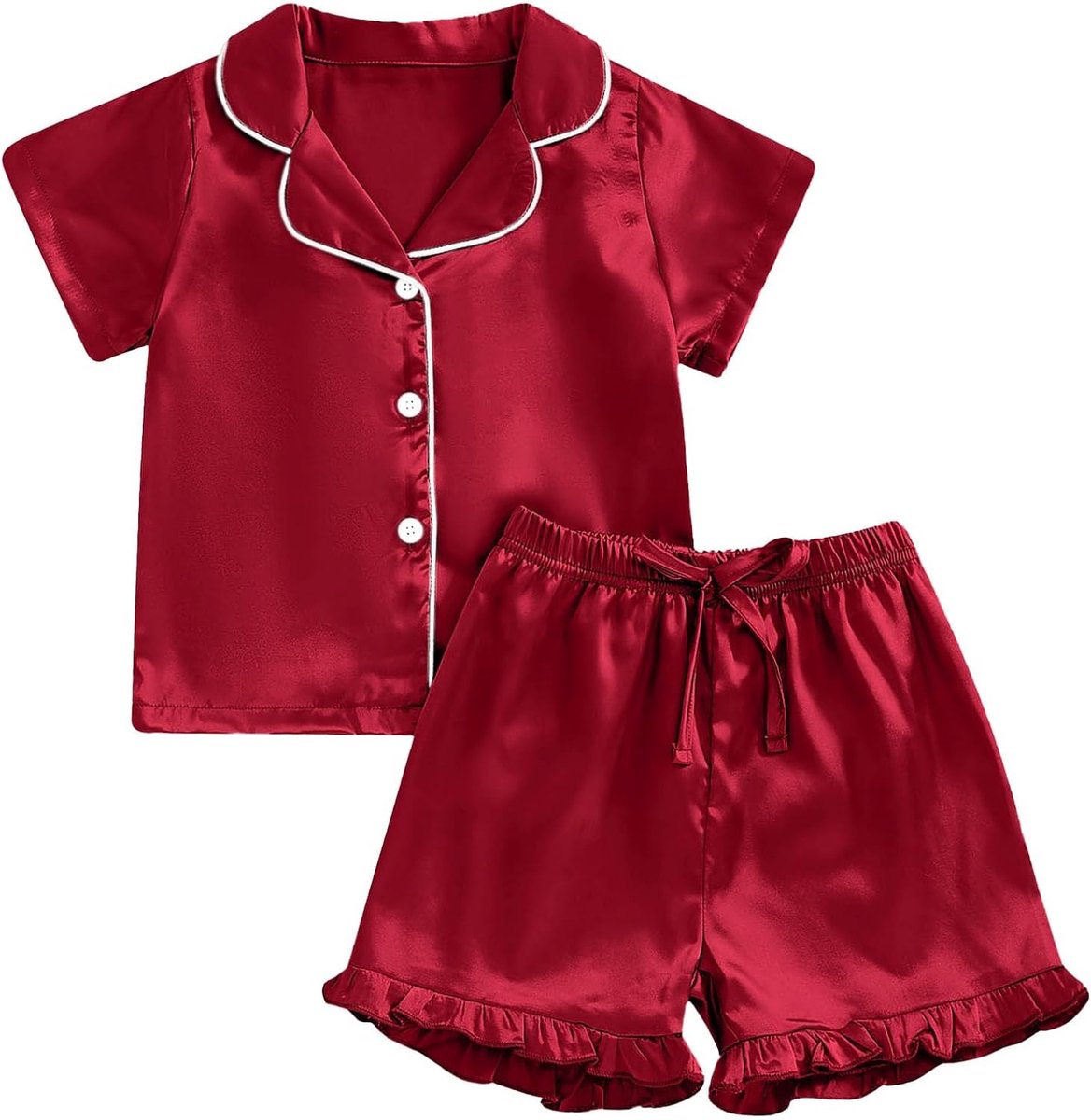 2-delige set voor meisjes, zomerkleding, katoen, tanktop met pailletten en satijnen shorts, glanzende set voor shows en schoolfeesten, A125