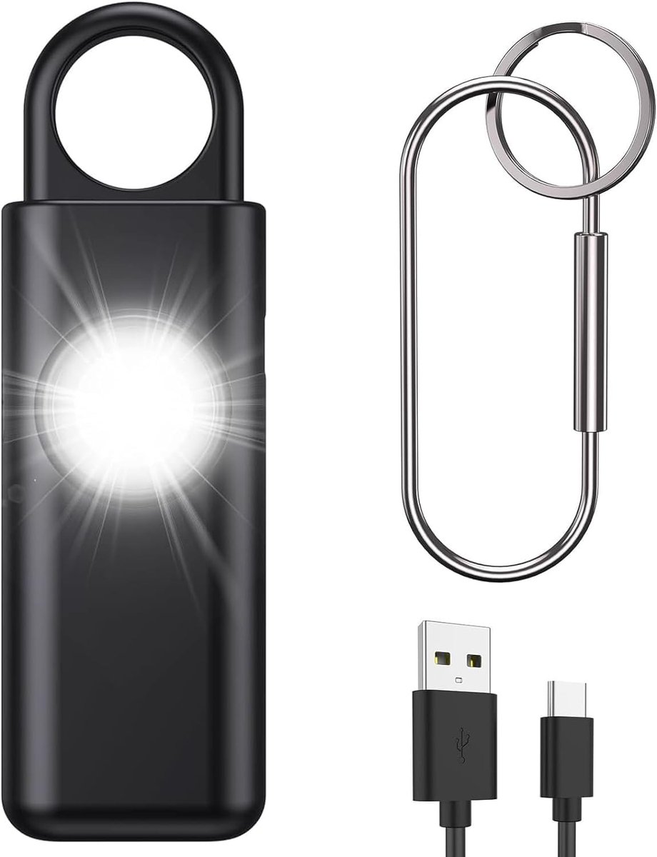 Pocket Alarm, 130 dB Siren Letter Alarm with LED Light, Personal Alarm Keychain, Self Defense Alarm, USB Rechargeable - ShopVlot
