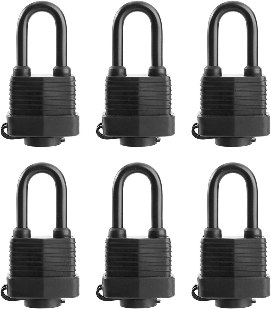 Waterdichte hangsloten met tie lock voor buitengebruik, zwaar gelamineerd staal, 6 stuks, 1-9/16 inch breed, veilig en duurzaam