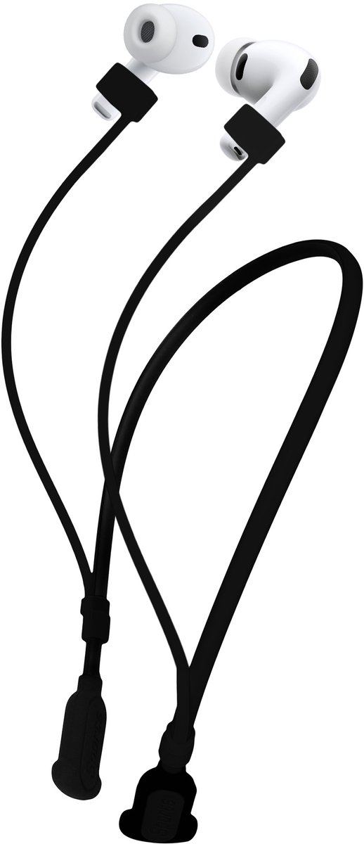 kwmobile Siliconen Nekband voor Apple Airpods 3 / 4 / Pro 1 / Pro 2 / Airpods Pro 3 Houder voor Joggen - Band voor In-Ear Hoofdtelefoon - Koptelefoon Accessoire - mat zwart