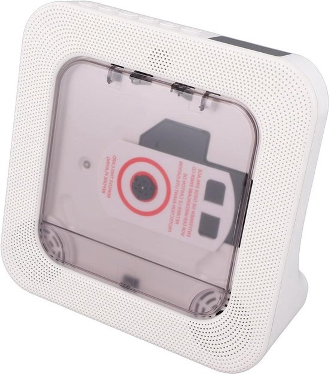 Draagbare cd-speler - Bluetoothspeaker - Muziek luisteren - Desktopontwerp - 22 x 21 x 8 cm - Wit