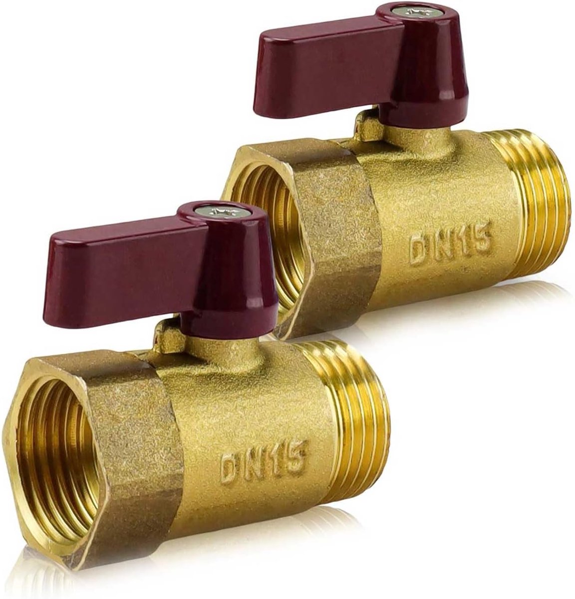 0XBIT Valve 1/2, 2 Pieces Mini Metal Valve Brass DN 15 Ball Valve Strong Seal Prevents Leakage for Kitchen, Bathroom - ShopVlot