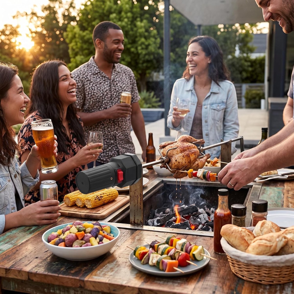 5V Rotator Grill Motor voor BBQ en Camping, Draaibare Spiesmotor met USB Boost Kabel, Ideaal voor Buiten koken