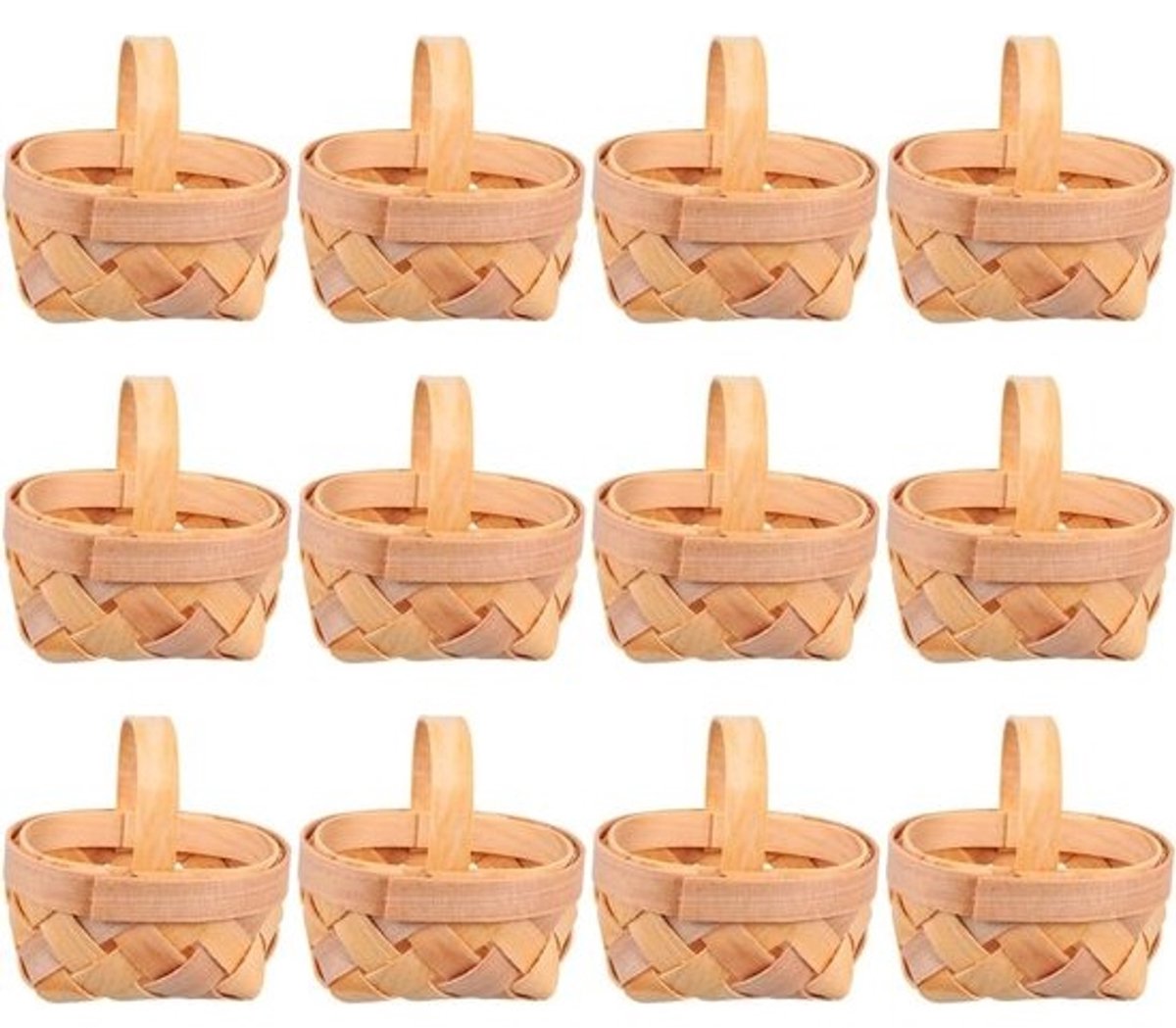 12 mini-manden van geweven hout - Decoratie voor woonkamer en badkamer
