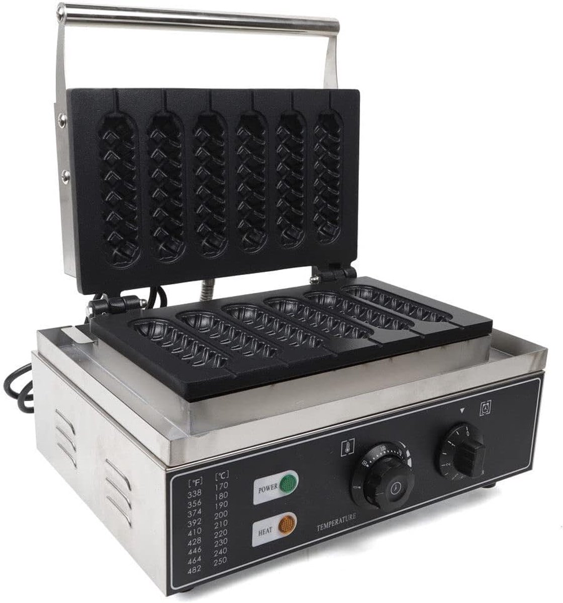 Wafelvorm voor maximaal 6 wafels op het handvat, antiaanbaklaag voor wafels op het handvat, 1500 W, voor 6 sandwiches en snelle en lekkere snacks in enkele minuten