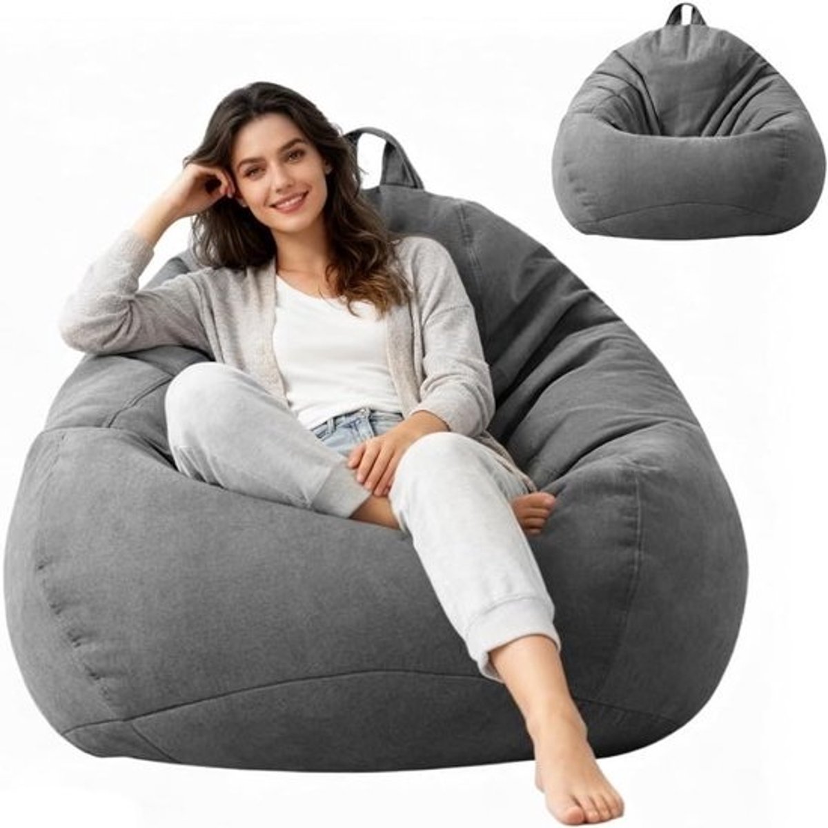 XL-zitzakhoes in druppelvorm - Zonder vulling voor volwassenen en kinderen - Gamingzitzak voor woonkamer en kinderkamer - Decoratieve zitzak voor binnen en buiten