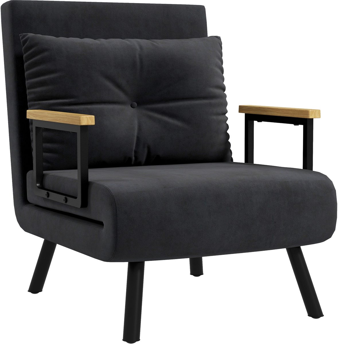 Homona Slaapfauteuil - Met verstelbare rugleuning en kussen - 63 x 73 x 81 cm - Zwart