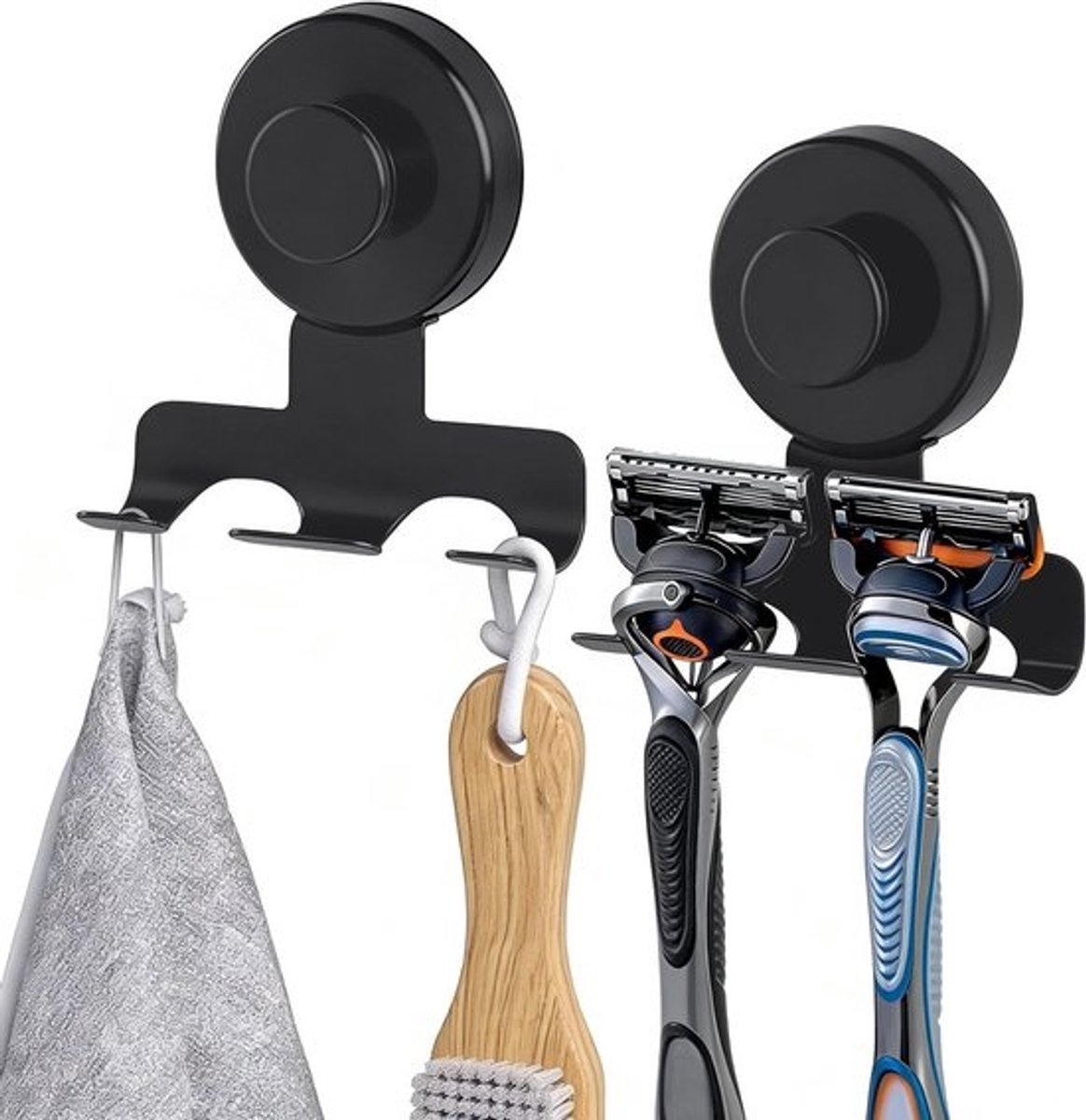 Set van 2 shaver holders voor de douche - RVS scheerapparaat houders met vacuümzuignap