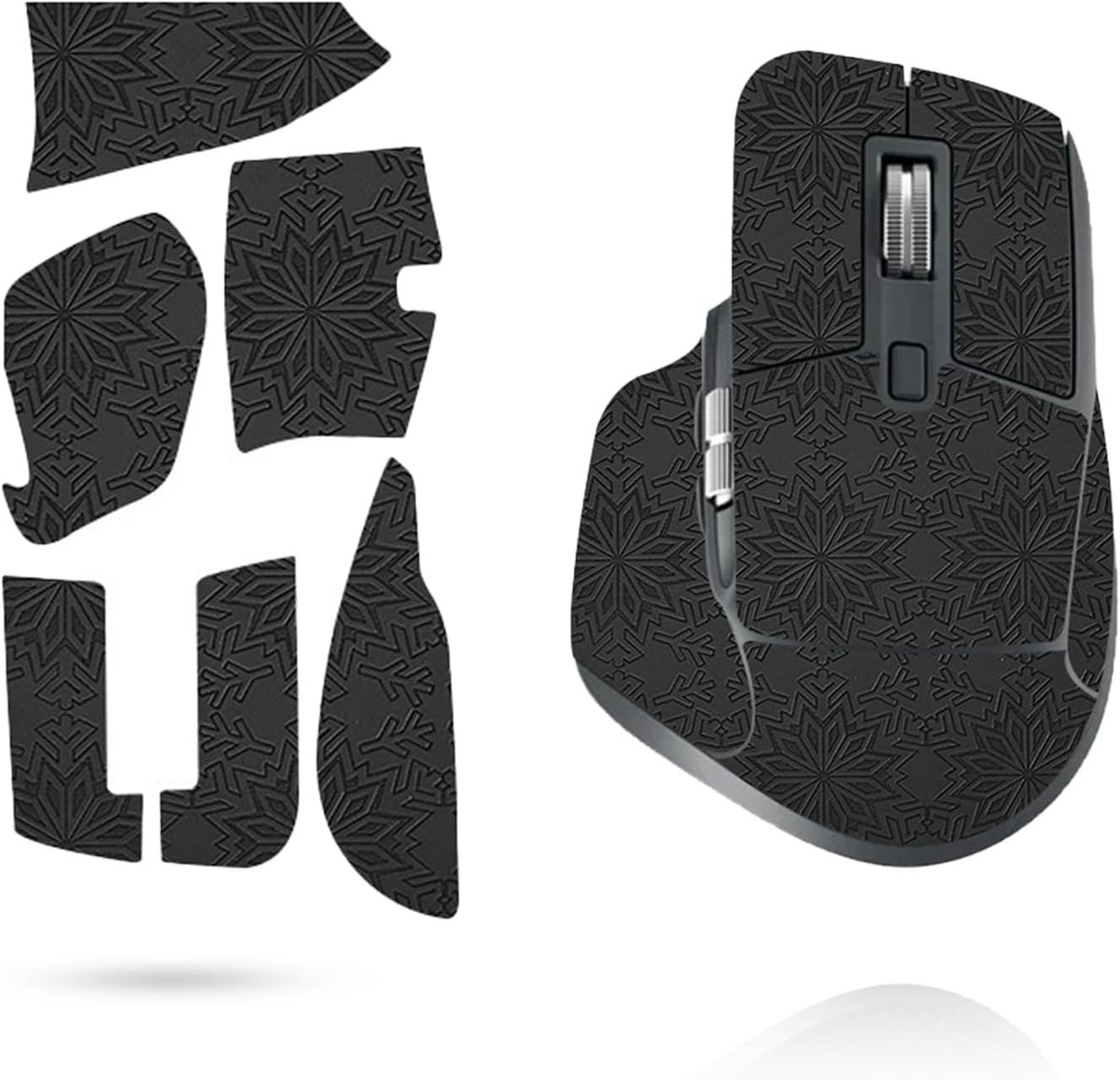 1 set muis anti-slip grip tape voor Logitech MX Master 3S, zweetbestendig, eenvoudig te bedienen, zelfklevend design, professionele muizen upgrade-kit, zwart sneeuwvlokkenpatroon