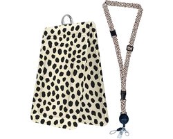 Bolimoss Black Spots Leather ID Badge Holder with Lanyard, Adjustable Breakaway Lanyards for ID Badges, Double Sided - ShopVlot