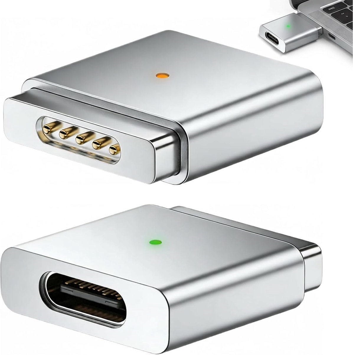 USB C naar magneet 2 adapter voor Magsafe 2, type C naar magnetische laadconverter, 100 W PD snellaadadapter - ShopVlot