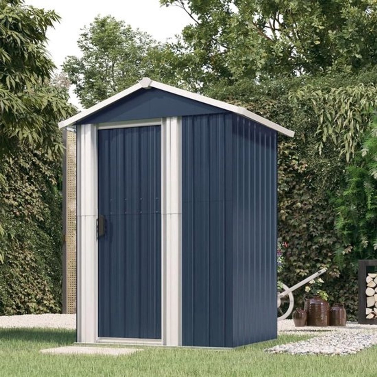 Tuinschuur - Gereedschapsschuur - voor tuingereedschap - Tuinopslag - Verzinkt staal - 126 x 975 x 177 cm - Antraciet