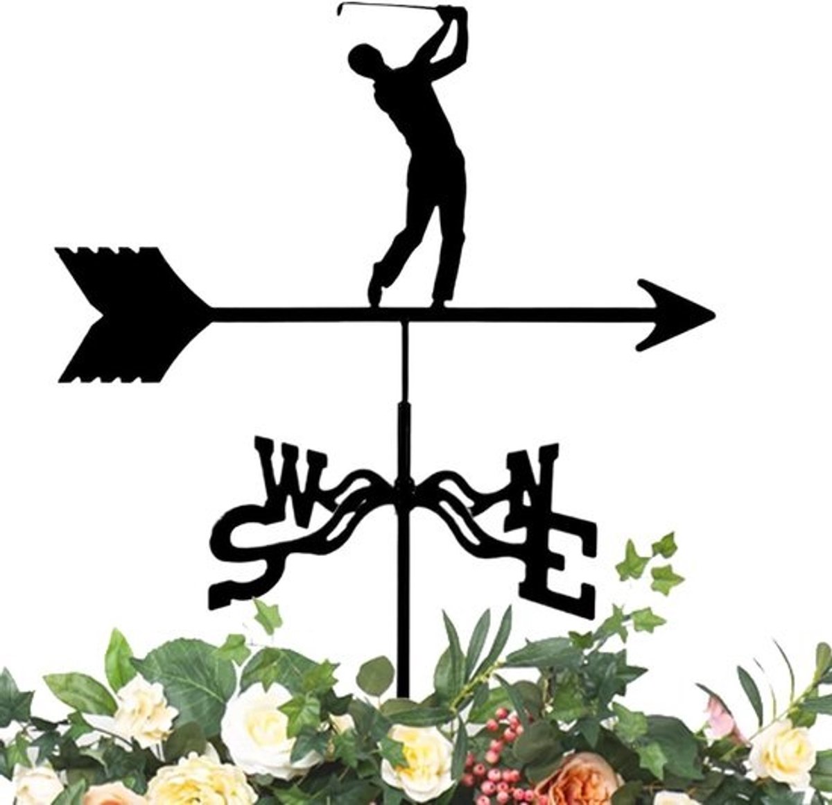 Metalen windvaan - Weerindicator - tuindecoratie - Buitendecoratie - Golfdesignthema - 33x56cm - metaal
