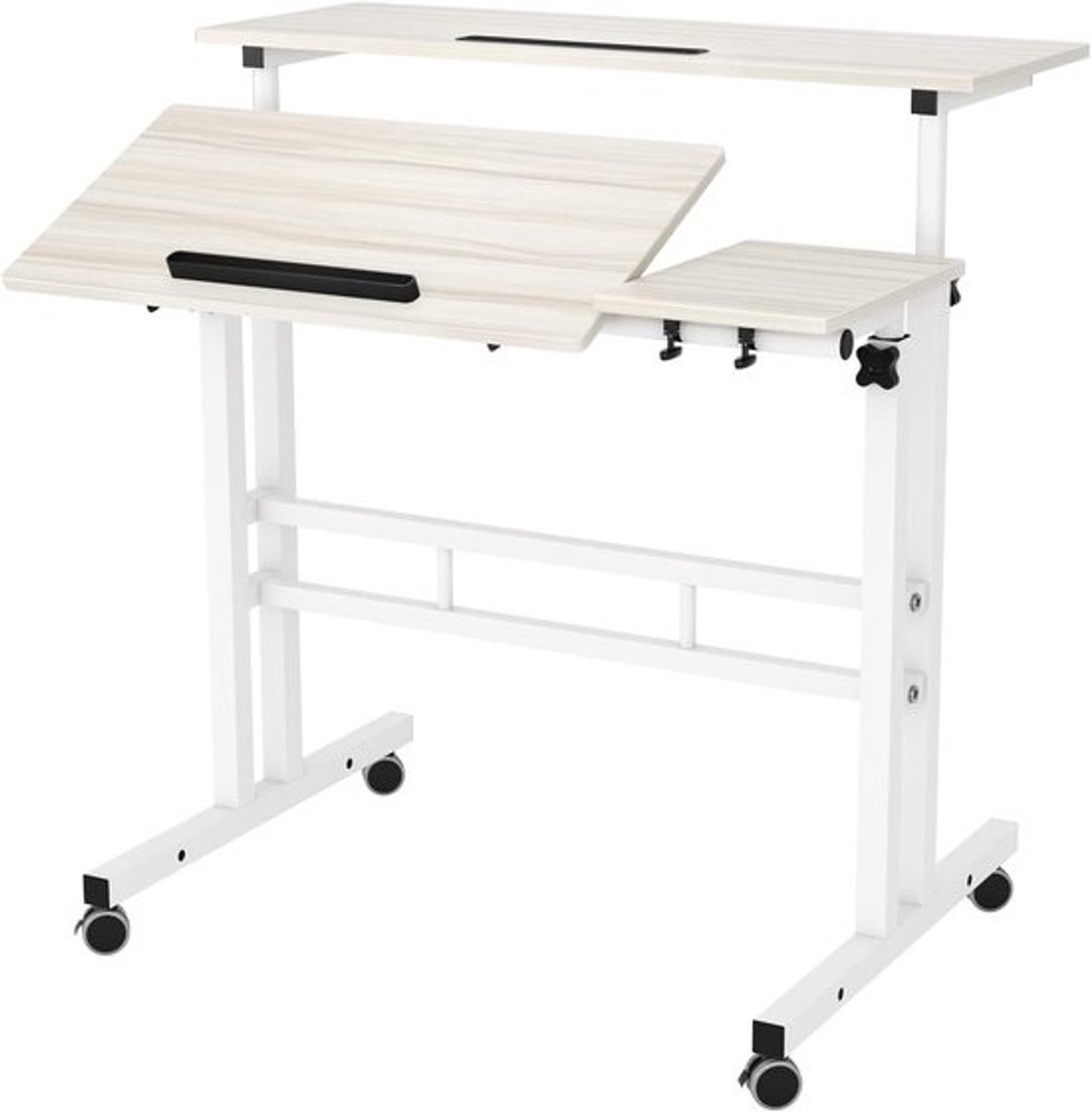Verstelbare computertafel met wieltjes - voor laptop en werkstation