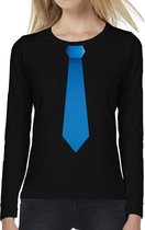 Stropdas blauw long sleeve t-shirt zwart voor dames L