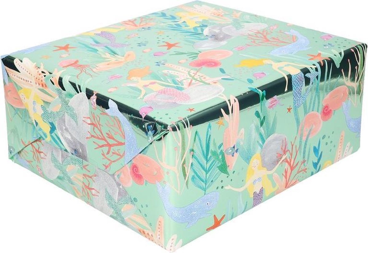 zeemeermin inpakpapier vellen, kinderen verjaardagscadeau inpakpapier rol, Pack van 6 paars inpakpapier, meisjes inpakpapier