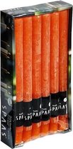 12x Oranje rustieke rechte dinerkaarsen 25 cm 10 branduren - Geurloze kaarsen - Huishoudkaarsen/tafelkaarsen/kandelaarkaarsen