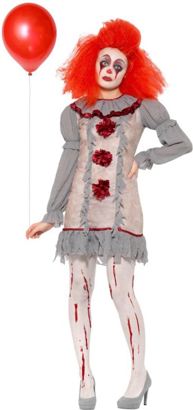 SMIFFYS - Vintage creepy clown kostuum voor vrouwen - M - Volwassenen kostuums