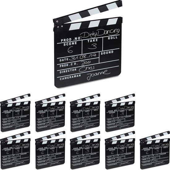 Relaxdays 10x filmklapper zwart - film klapboard - filmklap - clapper board - clapboard