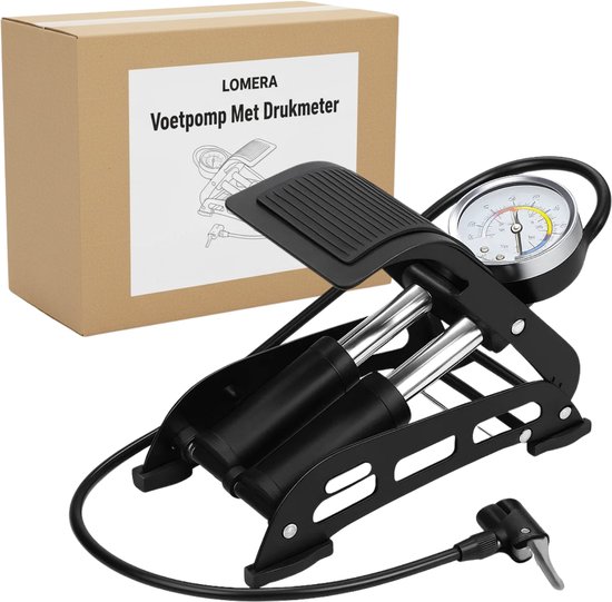 Lomera Voetpomp Met Drukmeter - Fiets Voetpomp - Geschikt Voor Alle Ventieltypes - Opblaasbare Artikelen - Manometer 11 Bar - 160PSI - Vouwschakelaar - Racefiets En Mountainbike - Analoge Drukmeter - Luchtpomp - Bandenpomp — afbeelding 2