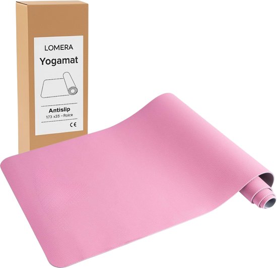 Lomera Antislip Yogamat - TPE Materiaal - Roze Yogamat - Draagbare Yogamat - Elastische Draagbanden - Zachte Yogamat - Flexibele Yogamat - Yoga en Fitness - Makkelijk op te Bergen - Optimale Grip - Grond Workouts - Pilates van Merkloos — afbeelding 4