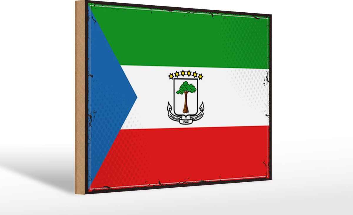 Holzschild Flagge Äquatorialguinea 30x20cm Retro Flag