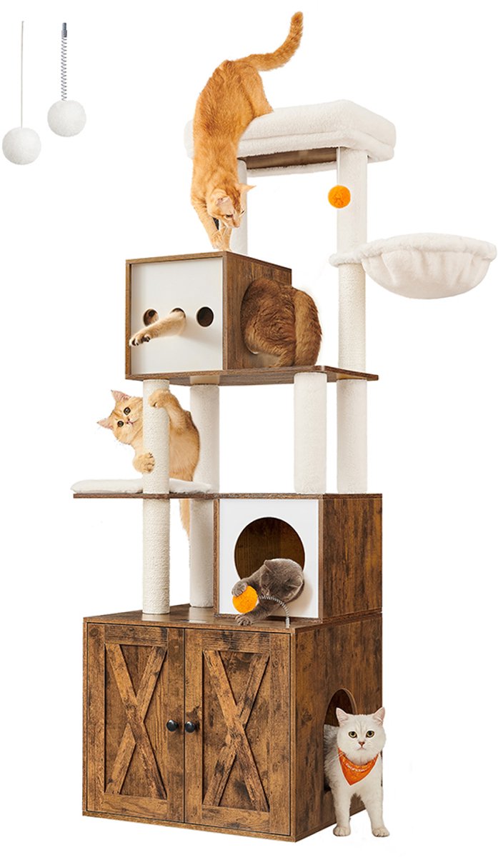 Kattenboom – Met kattenbakkast – Grijs