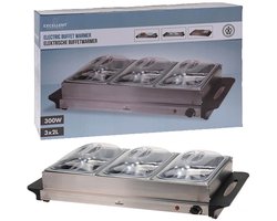 Excellent Electrics - Elektrische 2 in 1 RVS Buffetwarmer (300W) -3x2.5 liter