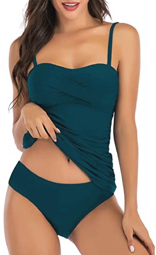 Ensembles Tankini pour Femmes - Maillot de Bain Bandeau Twist Front avec Contrôle du Ventre