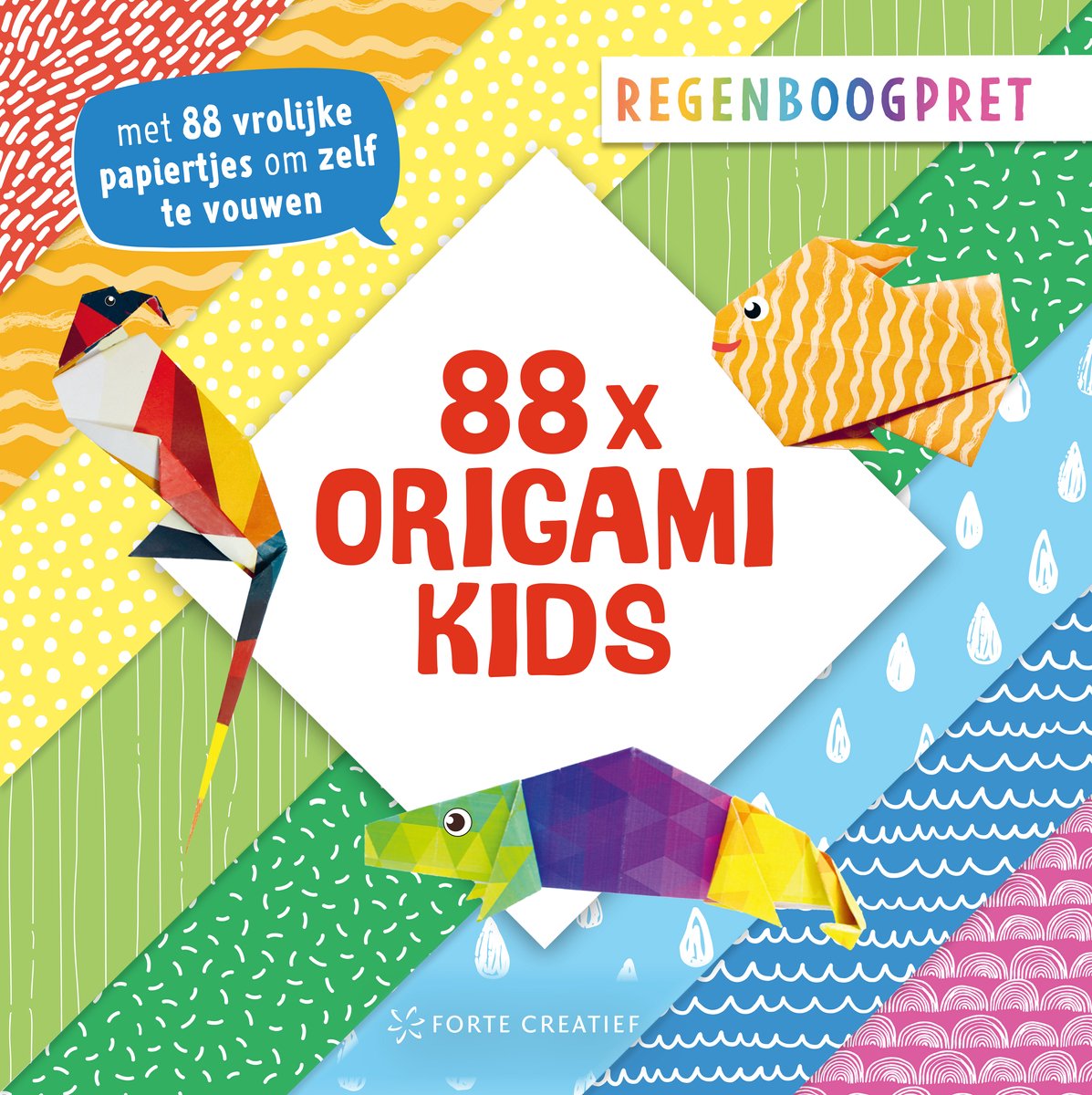 Omslag van 88x origami kids - Regenboogpret