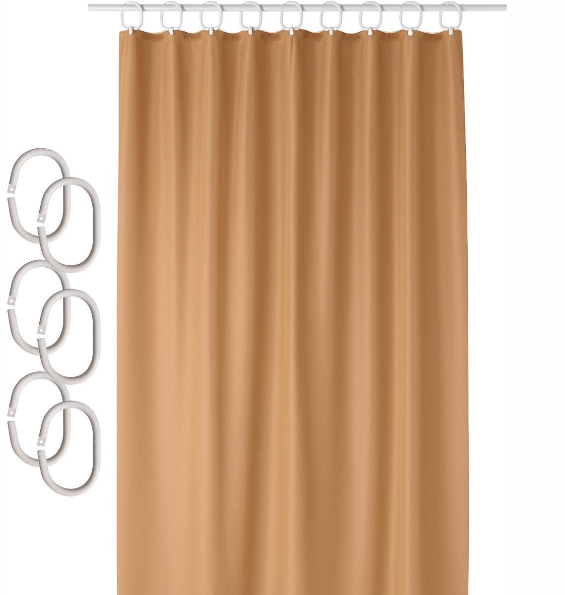 Douchegordijn Textiel 150x200cm Goud Beige - Waterdicht & Wasbaar