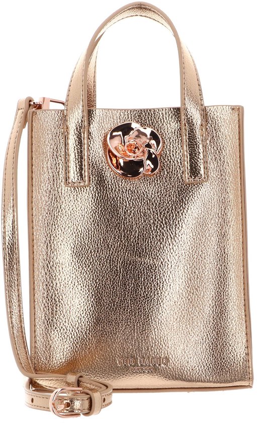Ted Baker schoudertas Rosari Rose Detail Mini Metallic Icon Bag Rosegold roségoudkleurig