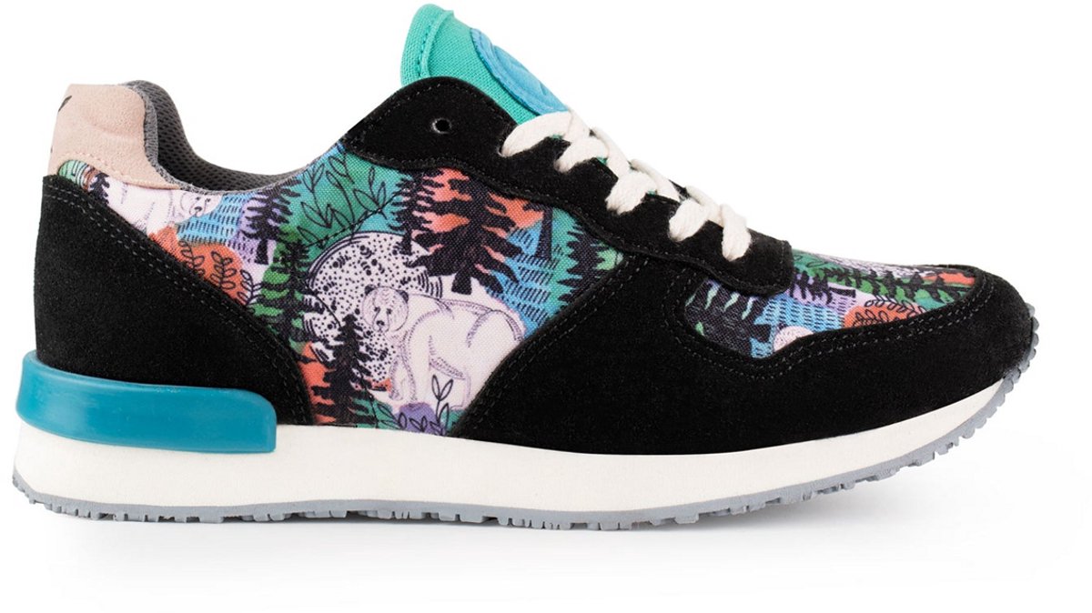 Inkkas Spirit Bear dames sneaker – comfortabele Vegan sneaker met nature-print – naturel/multicolor, Maat 37