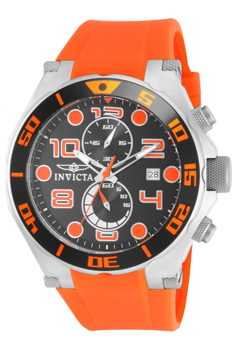 Invicta Pro Diver 15395 Heren Horloge - Waterdicht - Analoog - Quartz Uurwerk - Roestvrij Staal met zwarte Wijzerplaat - 50mm