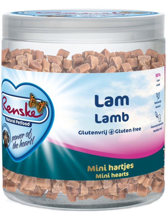 Renske Gezonde Beloning Mini Hartjes - Verwensnacks - Lam 300 g