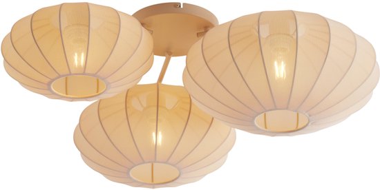 QAZQA bida - Plafonnier Japandi - 3 lumières - L 80 cm - Beige - Salon | Chambre à coucher