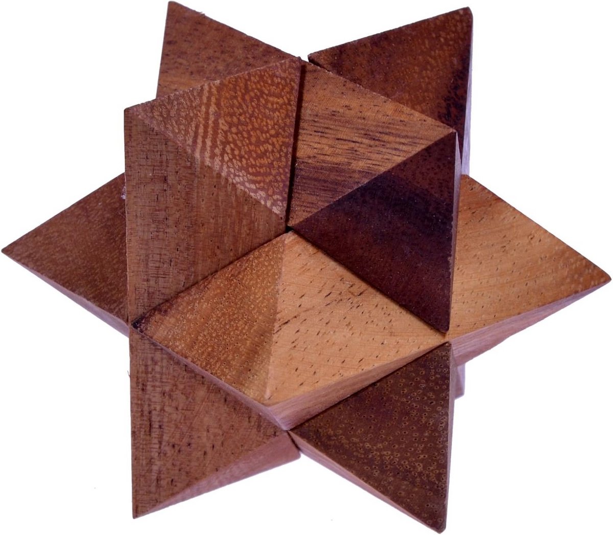 Houten 3D Ster Puzzel - Uitdagend Logica Denkspel voor Volwassenen en Kinderen (Maat L)