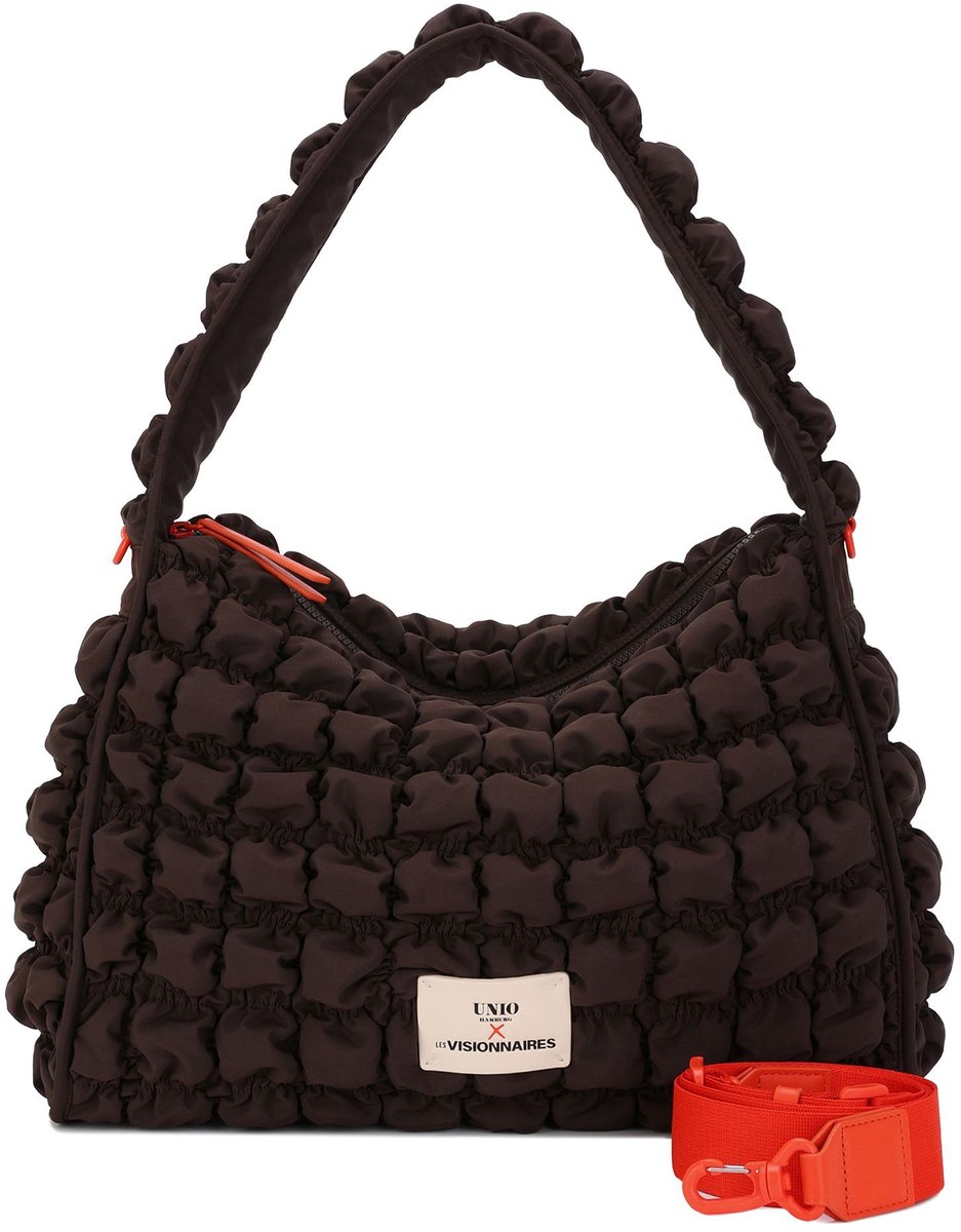 Unio Hamburg x Les Visionnaires schoudertas Bubble Unio Hobo Chocolate donkerbruin