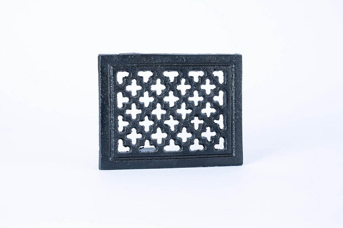 Ventilatie Rooster Gietijzer Rond Zwart Warmtebestendig 120x155 mm