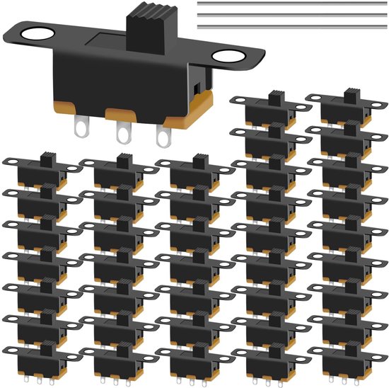 RUNCCI-YUN 50 Stücke Mini Schiebeschalter, Mikroschalter PCB Panel, Arduino DIY 3 Pin 2 Positionen, Vertikal 1P2T SPDT Löten Schalter AC 125V 2A, 5 mm