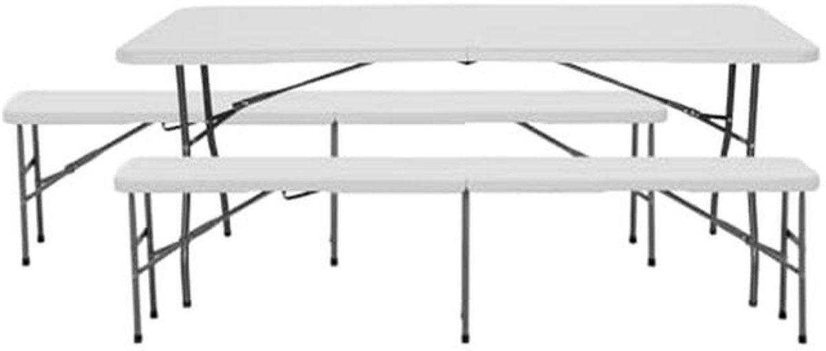 Inklapbare Catering Tafelset met 2 Banken 180 cm - Opvouwbaar Buffetmeubilair voor Buiten