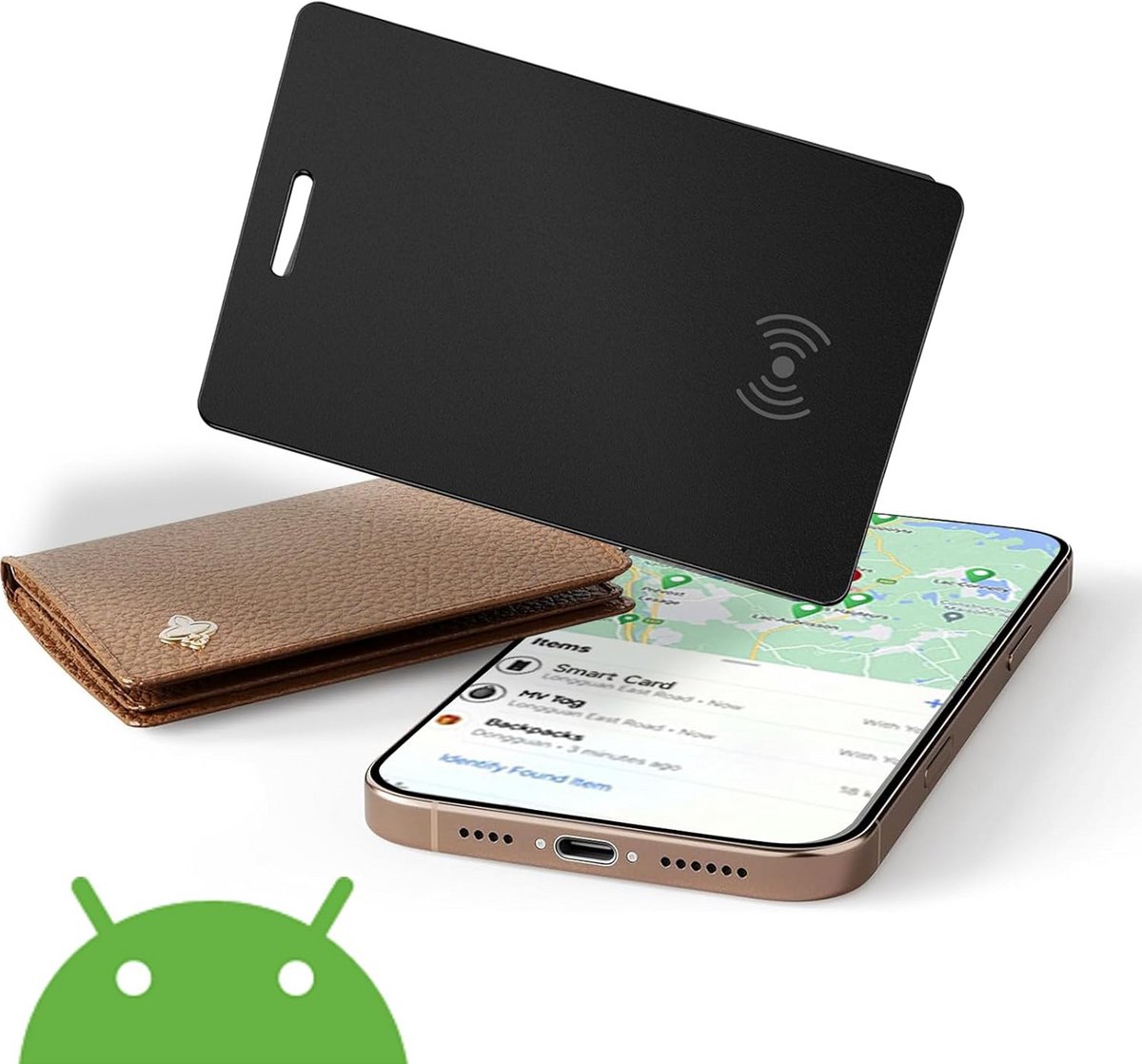 Oplaadbare Bluetooth Tracker Kaart voor Android - Werkt met Google Find My Device App