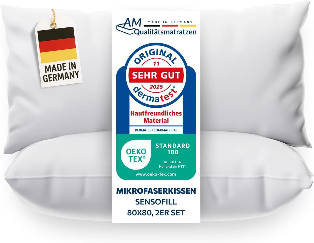 Luxe Microvezel Kussen - Hypoallergeen & Ademend - OEKO-TEX Gecertificeerd Inclusief Katoenen Tijk