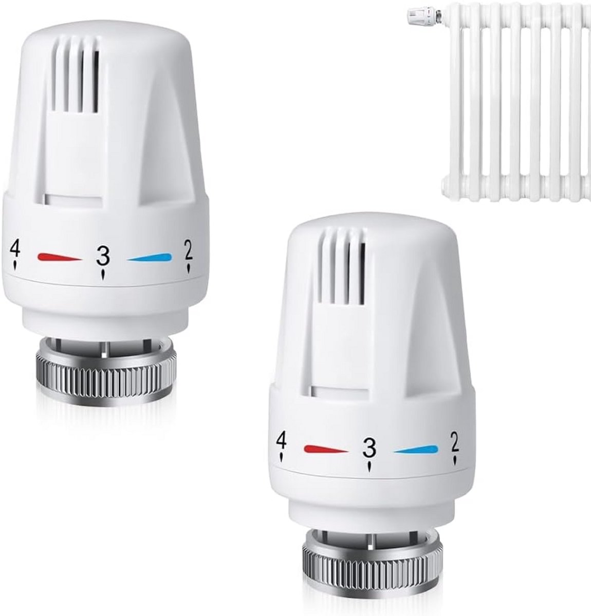 2x Slimme Radiator Thermostaatkop M30x1.5 - Verwarmingsregeling voor Thuis en Kantoor