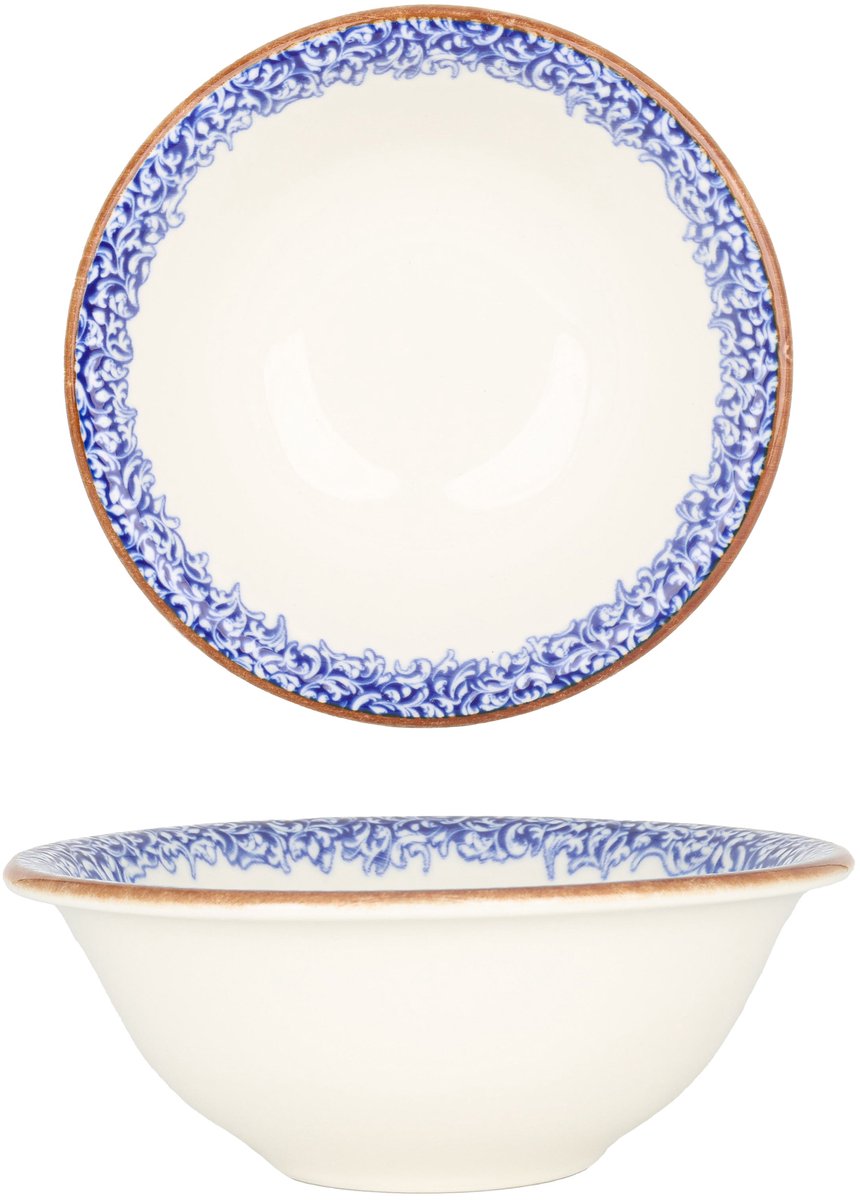 By Bone Kommetje - Edera Cobalt - Porselein - 16 cm (500cc) - set van 6