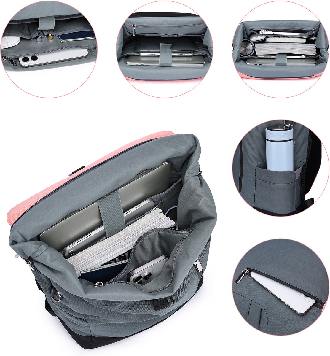 MODFU Dames Laptop Rugzak & Backpack – Lichtgewicht – Anti-diefstalontwerp met Borstband – Comfortabel voor Werk, School & Outdoor – Polyester & Nylon – foto 3