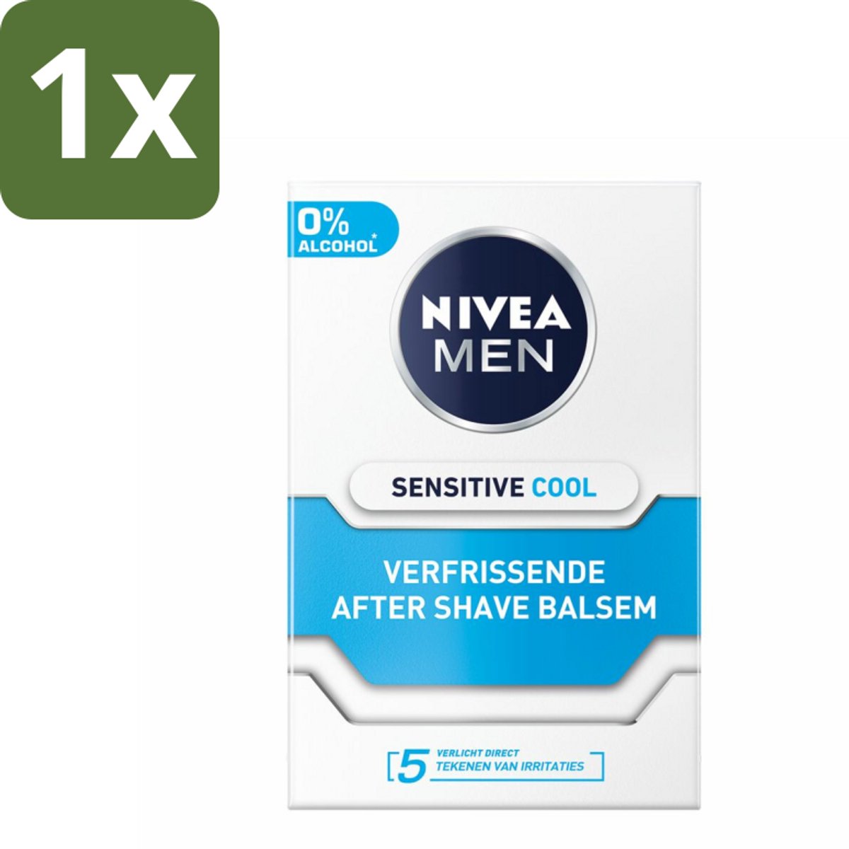 1 x NIVEA Men Aftershave Balsem Sensitive Cooling 100 ml - Aftershave Balsem - Alcoholvrij Aftershave - Gevoelige Huid - Scheren - Roodheid