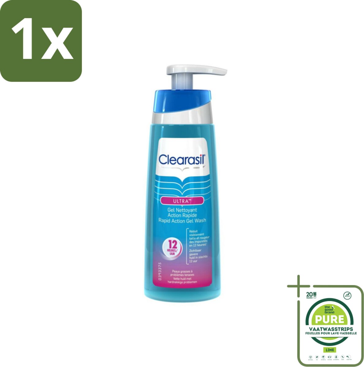 1 x Clearasil Ultra Rapid Action Wasgel 200 ml - Huidverzorging - Gezichtsreiniger - Scrub - Dode Huidcellen - Poriën