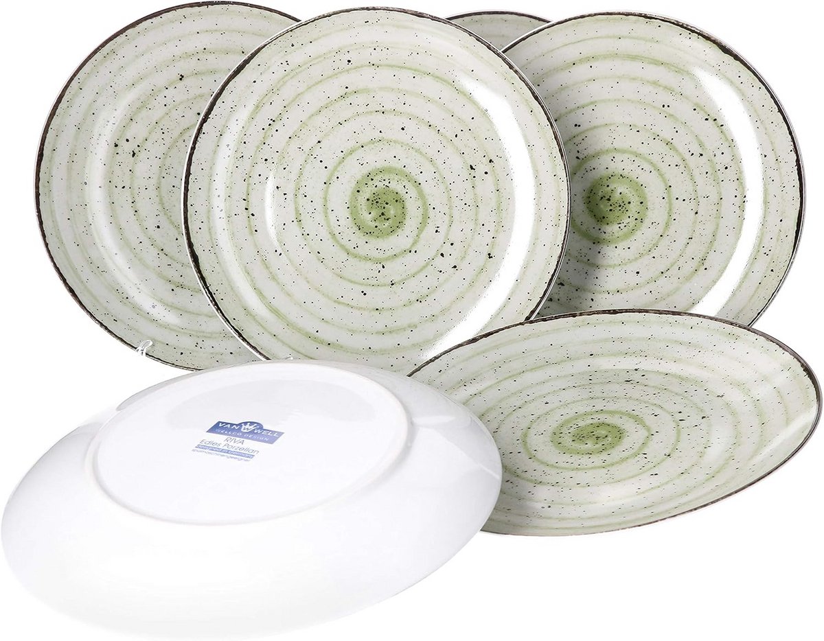 Set van 6 Eetborden Porselein Ø 27 cm - Robuust en Vaatwasserbestendig - Moderne Landhuisstijl